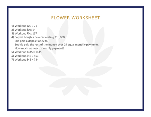 FLOWER WORKSHEET 17