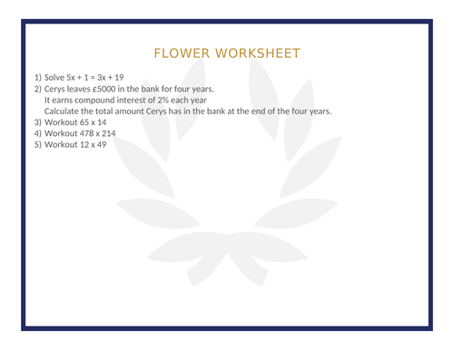 FLOWER WORKSHEET 22