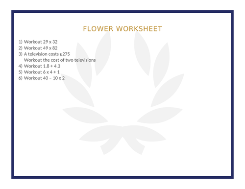 FLOWER WORKSHEET 24