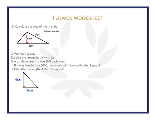 FLOWER WORKSHEET 25