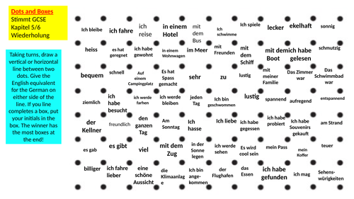 Dots and Boxes - revision stimmt gcse kapitel 5 and 6 - Holidays