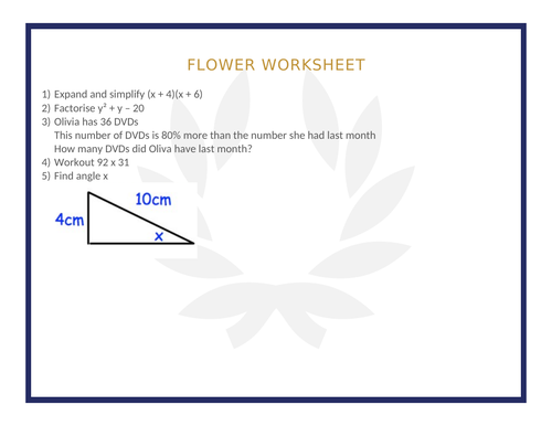 FLOWER WORKSHEET 28