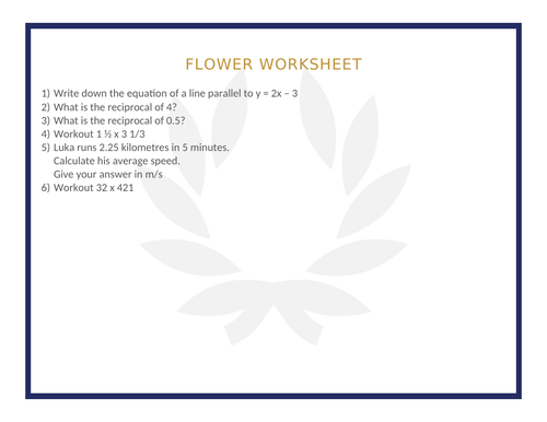 FLOWER WORKSHEET 29