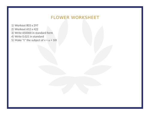 FLOWER WORKSHEET 30