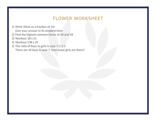 FLOWER WORKSHEET 32