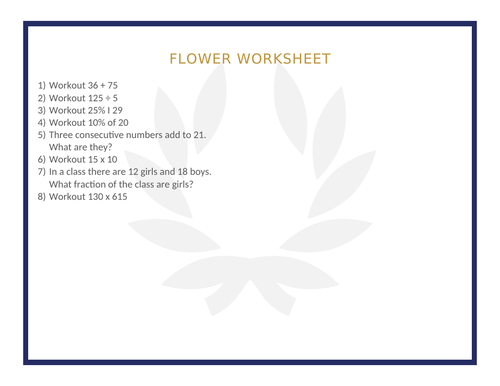 FLOWER WORKSHEET 40