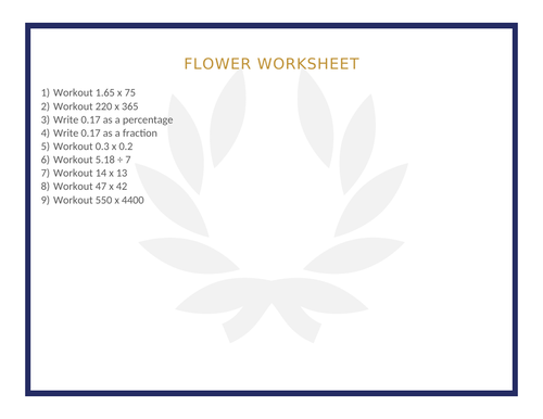 FLOWER WORKSHEET 42