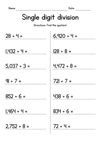 3 Digit By 2 Digit Division No Remainders