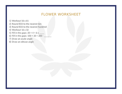 FLOWER WORKSHEET 62