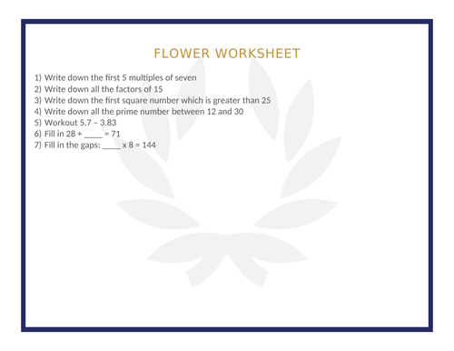 FLOWER WORKSHEET 95