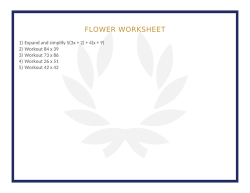 FLOWER WORKSHEET 101