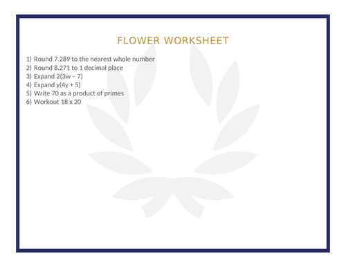 FLOWER WORKSHEET 105