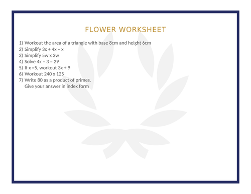 FLOWER WORKSHEET 110