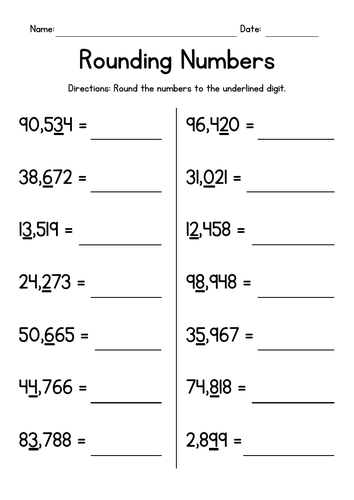 Rounding Large Numbers Worksheets