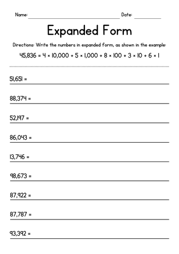 Writing 5-Digit Numbers Expanded Form