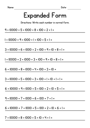 Writing 5-Digit Numbers Normal Form