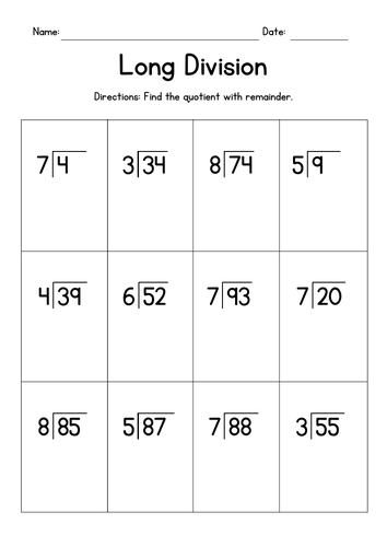 Long Division with Remainders