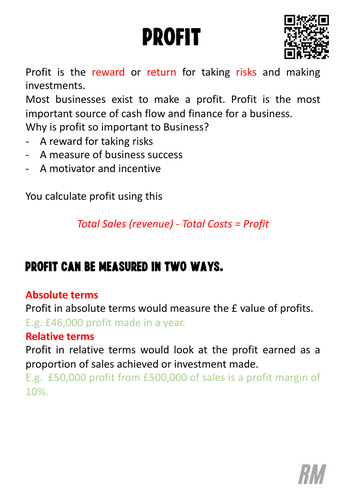 Profit - Business Studies