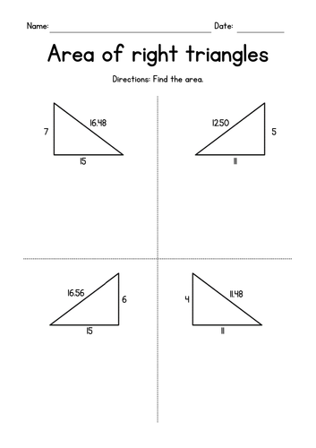 Find the Area of Right Triangles