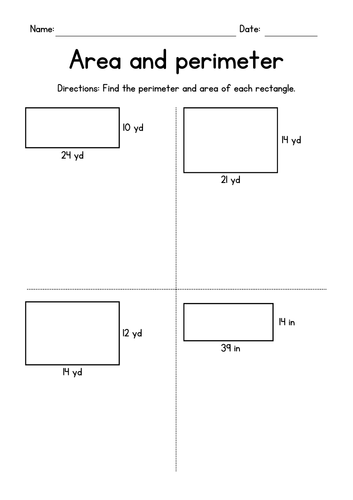 perimeter of a rectangle worksheet