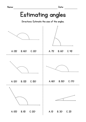 Estimating Angles - Geometry Worksheets