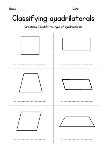 Classifying Quadrilaterals - Geometry Worksheets