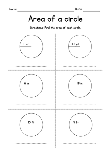 Area of a Circle - Customary Units