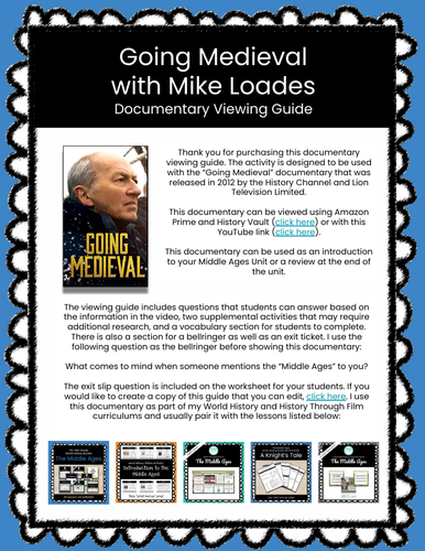 Going Medieval with Mike Loades Viewing Guide (Middle Ages)