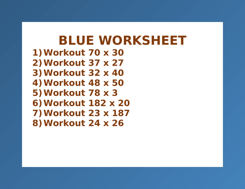 BLUE WORKSHEET 12