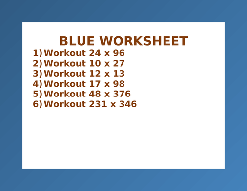 BLUE WORKSHEET 29