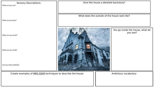 Descriptive Writing Gothic Worksheet Teaching Resources