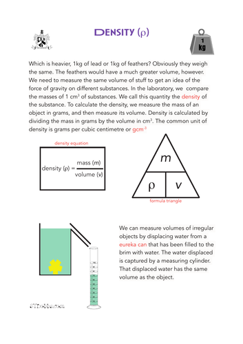 Density worksheet