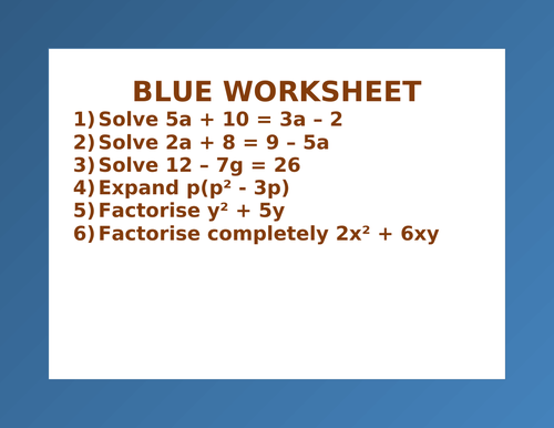 BLUE WORKSHEET 71