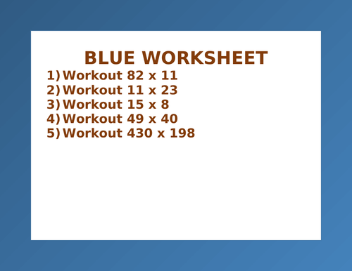 BLUE WORKSHEET 91