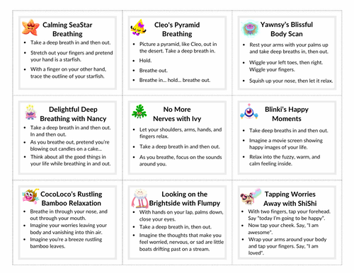 SEL - Mindfulness Cue Cards for Kids - Resource