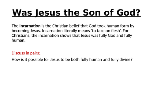 RE Was Jesus the Son of God? PPT & lesson