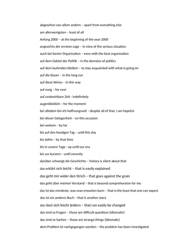 German A level essay writing - sentence starters - A*