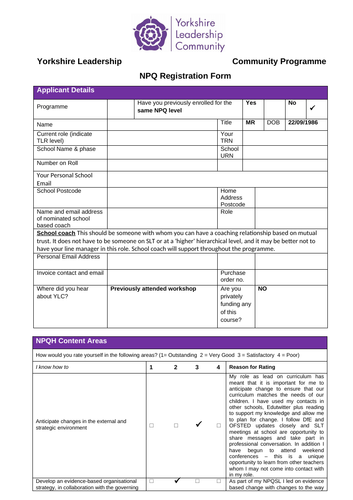 NPQLT (Leading teaching) application