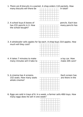 3 Digit Word Problems Printable