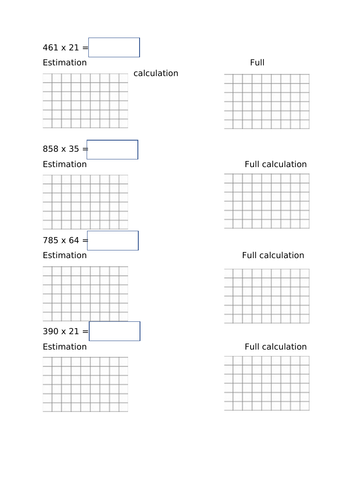 Long multiplication with estimation