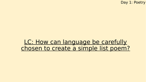 3 day Poetry unit of work yr 5/6