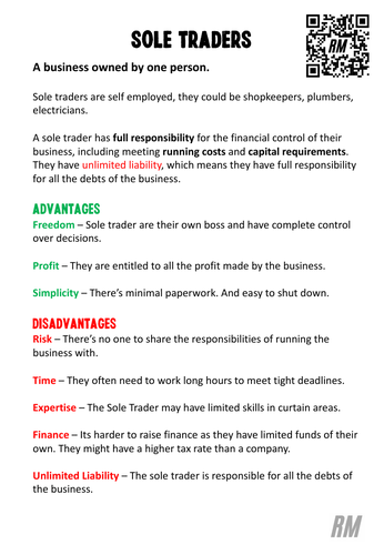 Sole Trader Business Revision