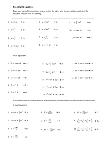 Rearranging equations