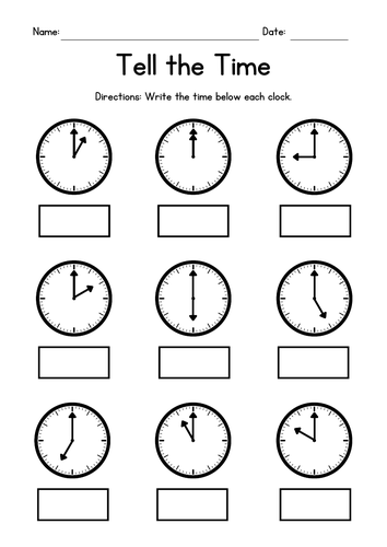 Tell the Time - Whole Hours - Reading Clocks