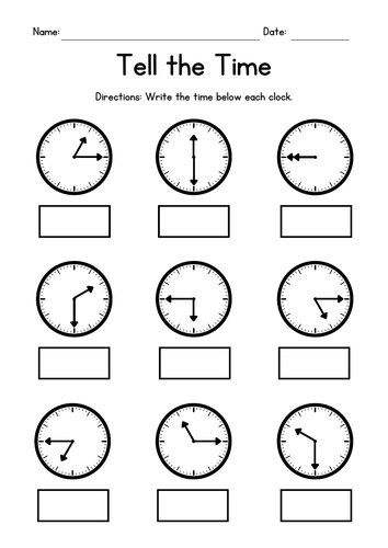 Tell the Time - Quarter Hours - Reading Clocks