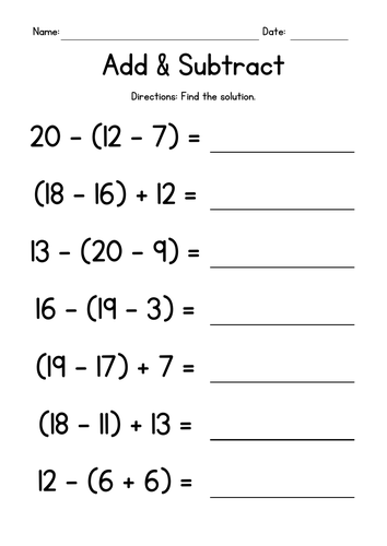 Order of Operations - Three Numbers