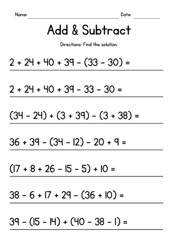 Order of Operations - Six Numbers