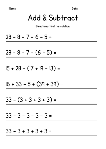 Order of Operations - Five Numbers
