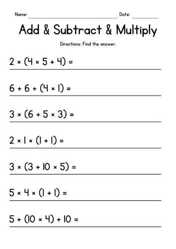 Order of Operations Worksheets | Teaching Resources