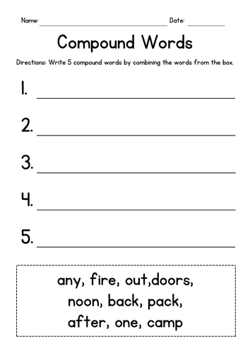 Creating Compound Words Worksheets